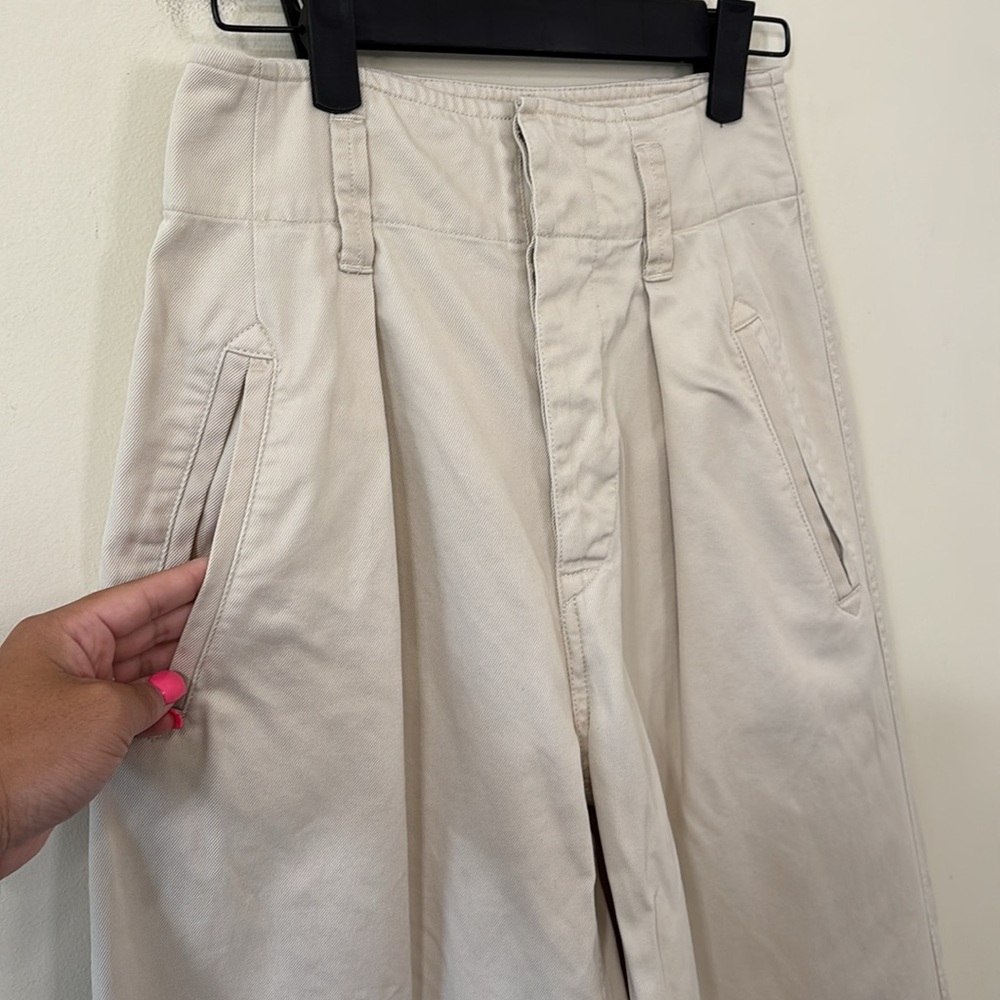 Isabel Marant Étoile Odea Cropped Wide Leg Pants Beige Size 36 - Picture 5 of 12